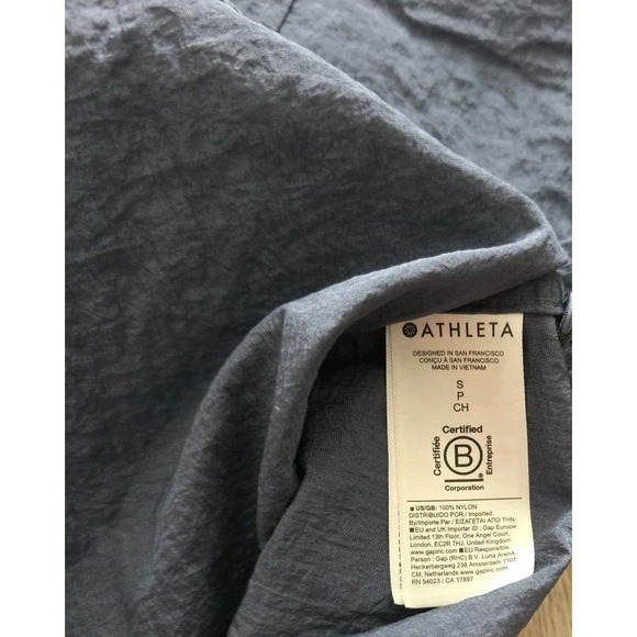 Athleta Women's Small Blue Nylon Button Front Utility Shirt Long Sleeve - Picture 4 of 10